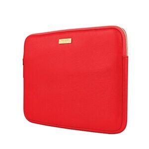 Kate Spade - Red Saffiano Padded Pink Lined Gold Zipper Tablet / Laptop Case Bag